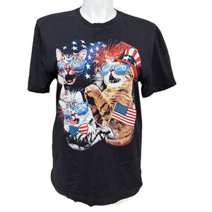 Special Thanks T-shirt XL Black Cats American Flag Graphic